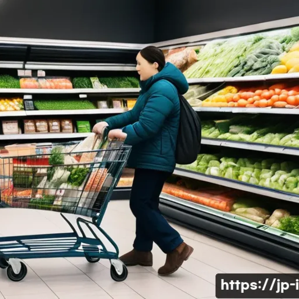 아이슬란드 물가 수준 - A cozy Icelandic supermarket interior featuring neatly arranged shelves with local fresh vegetables ...