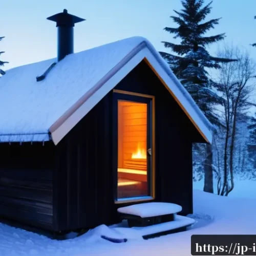 레이캬비크 핀란드식 사우나 체험 - A cozy traditional Finnish sauna scene in Reykjavik during winter, featuring a wooden cabin interior...
